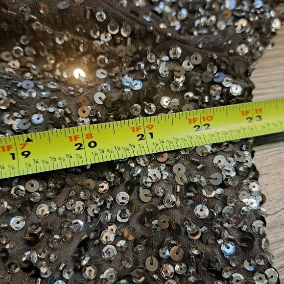 Adrianna Papell Beaded Illussion  Party Gothic Boho Maxi Gown Size 22W Lead/Gray - Picture 6 of 14